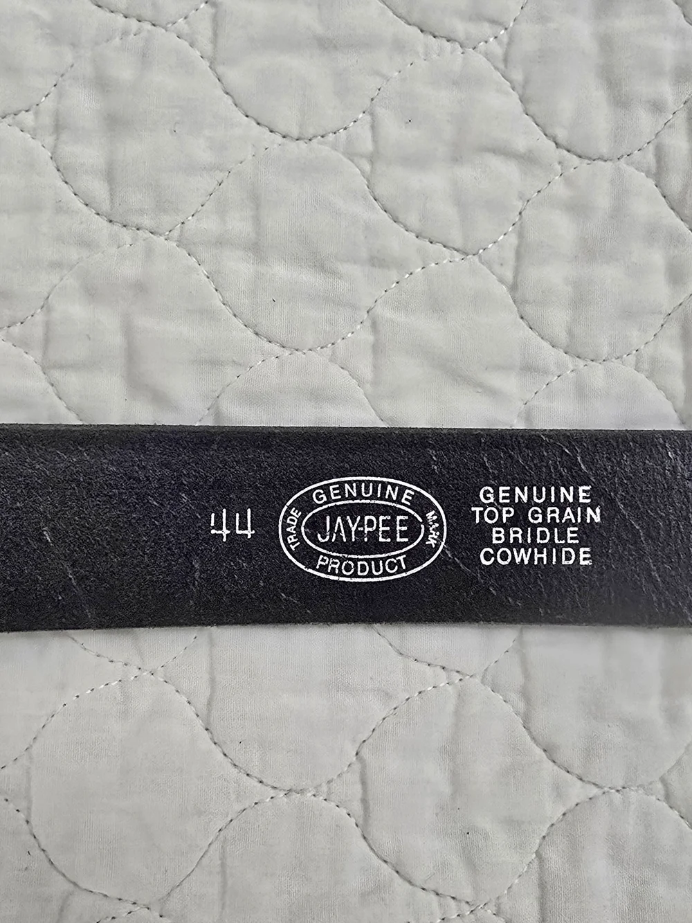 NWOT JayPee Men's Size 44 Black Leather Belt Gold Buckle 1 5/8